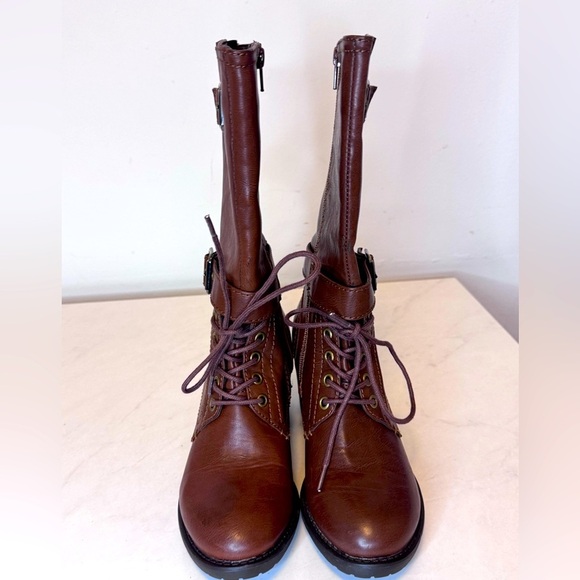 Sonoma Brown Lace Up Riding Boots with Buckle Straps - Picture 6 of 10
